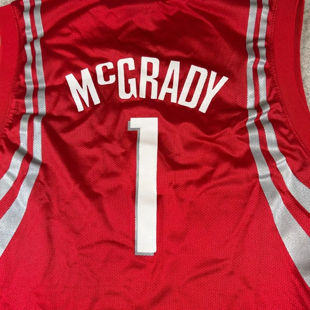 Reebok Basketball Jersey Kids Medium 10-12 Red Houston Rockets McGrady 1 NBA